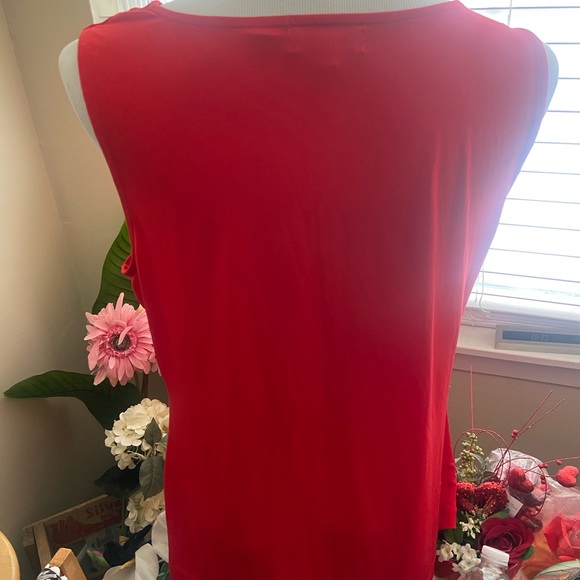 Calvin Klein sleeveless dressy draped top w/embellishment tiger stone attached - Picture 2 of 6